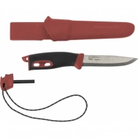 Нож с фиксированным лезвием Morakniv Companion Spark Black Red, сталь Sandvik 12C27, рукоять резина/пластик купить в Новосибирске