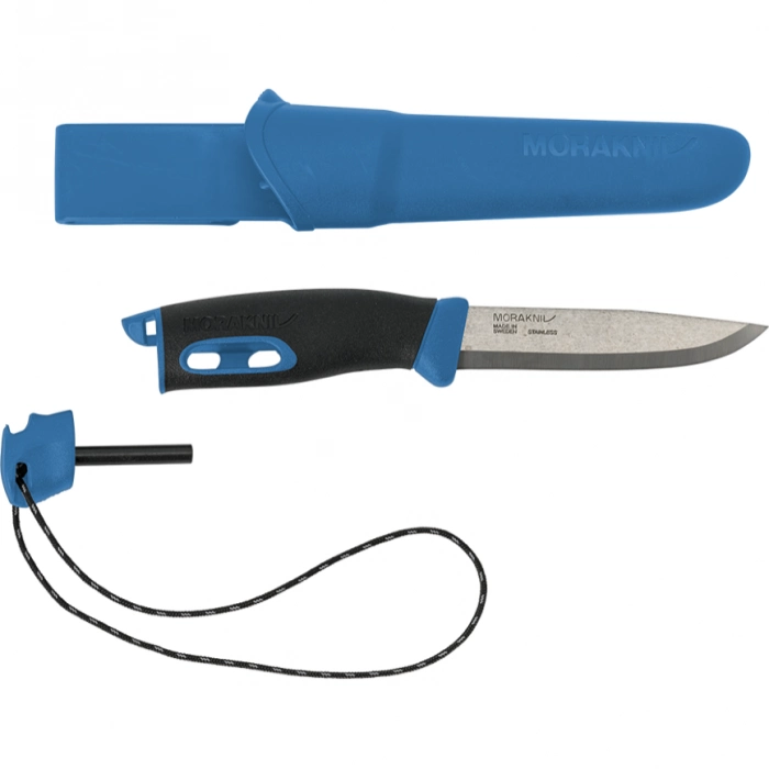 Нож с фиксированным лезвием Morakniv Companion Spark (S) Blue, сталь Sandvik 12C27, рукоять резина/пластик