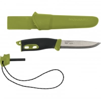 Нож с фиксированным лезвием Morakniv Companion Spark (S) Green, сталь Sandvik 12C27, рукоять резина/пластик купить в Новосибирске