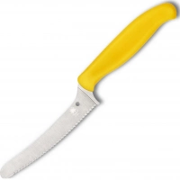 Универсальный кухонный нож Spyderco Z-Cut Serrated Offset Kitchen, сталь CTS™ — BD1 Alloy, рукоять желтый полипропилен купить в Новосибирске