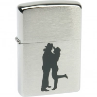 Зажигалка ZIPPO Cowboy Couple Brushed Chrome, латунь, ник.-хром. покр., серебр., матов., 36х56х12 мм купить в Новосибирске