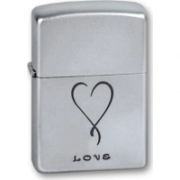 Зажигалка ZIPPO Love Satin Chrome, латунь с никеле-хромовым покрыт., серебр., матовая, 36х56х12 мм купить в Новосибирске